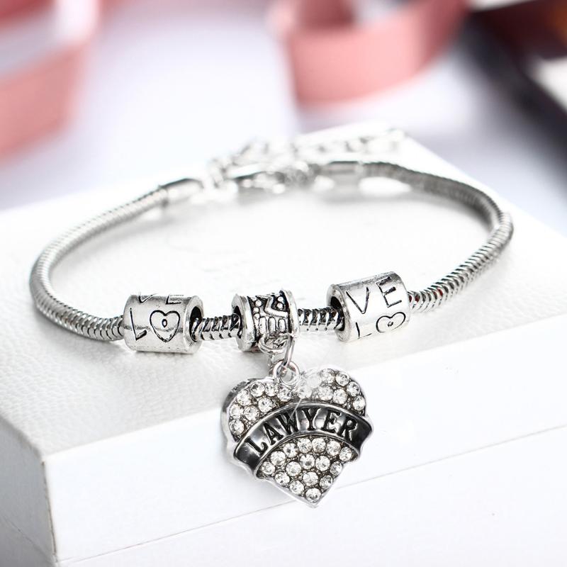 Link, Chain 2 Colors Lawyer Bracelet Love Heart Clear Crystal Beads Charm For Lawyers Gifts Vintage Jewelry Engrave Letter Bangle
Link, Chain 2 Colors Lawyer Bracelet Love Heart Clear Crystal Beads Charm For Lawyers Gifts Vintage Jewelry Engrave Letter Bangle