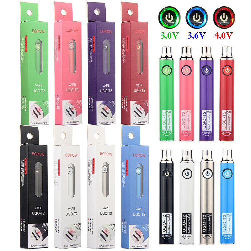 Original UGO T2 Vape Pen 510 Thread Battery 650 900mAh Double Charging Dual USB Port Evod Preheating VV Variable Voltage Vaporizer Empty Cart
Original UGO T2 Vape Pen 510 Thread Battery 650 900mAh Double Charging Dual USB Port Evod Preheating VV Variable Voltage Vaporizer Empty Cart