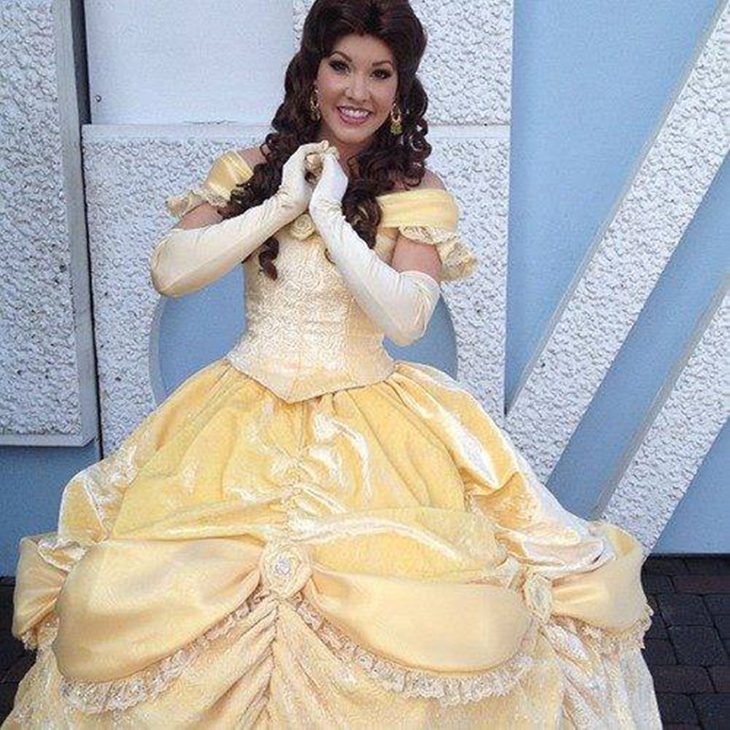 Movie cosplay Gold Prom Dresses Off The Shoulder Ball Gowns Abendkleider Ruffles lace-up corset Princess Tiered Evening Dresses