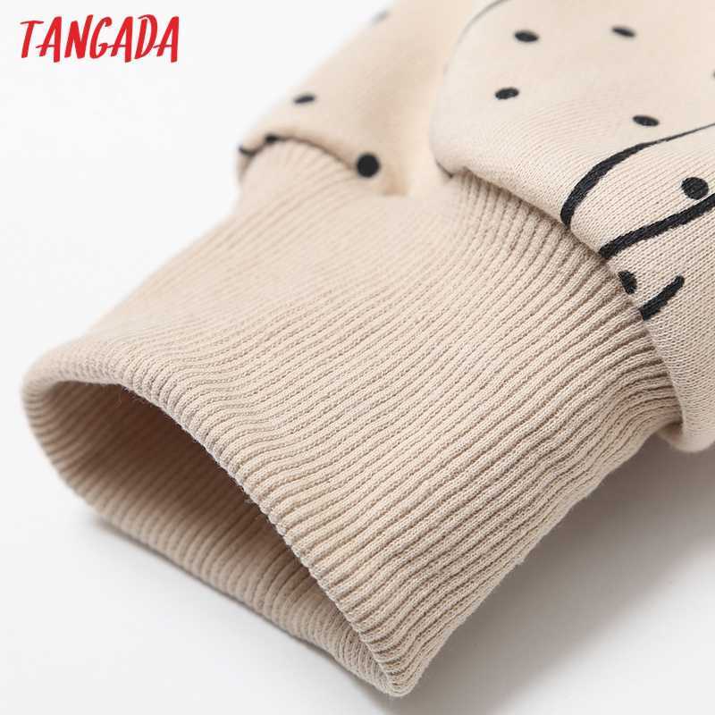 Tangada Women Charater Print Gray Sweatshirts Oversize Long Sleeve O Neck Loose Pullovers Female Tops 4H1 211013