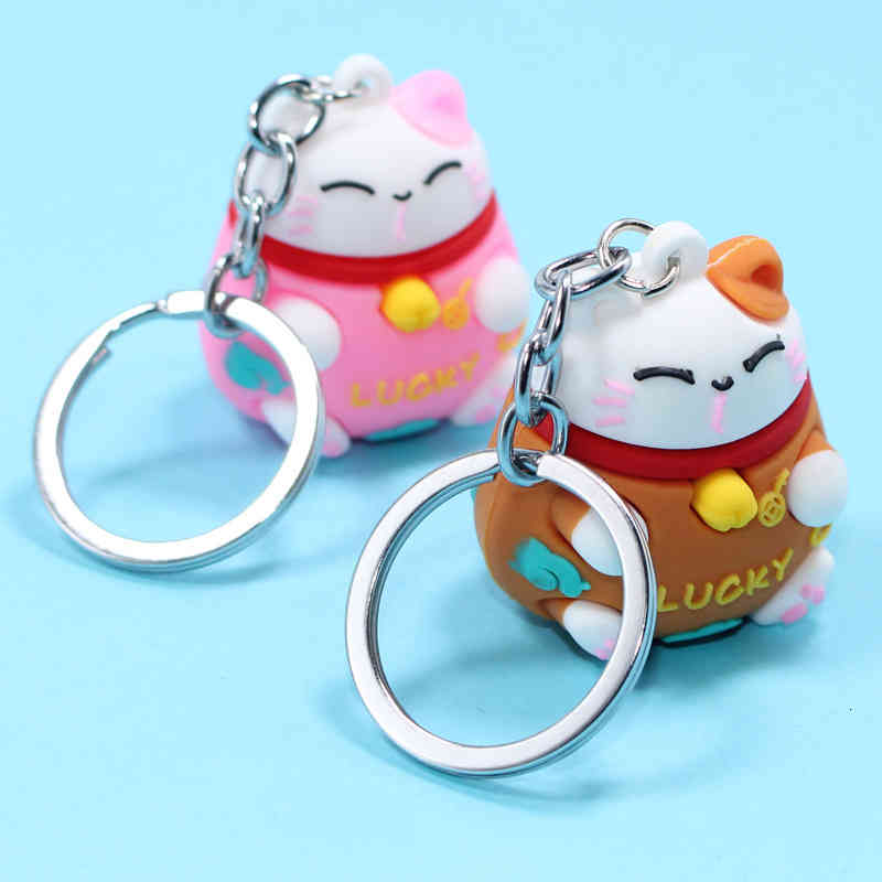 Key Rings China Fengfu Bag Zhaocai Cat Chain Creative Cartoon Pendant Small Gift Couple