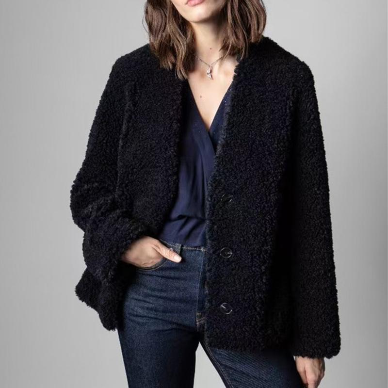 Women's Fur & Faux Women Single Breasted Coats Loose V-Neck Solid Color Long Sleeve Female Simple Jacket Overcoats 2021 Autumn Winter, Black
Women's Fur & Faux Women Single Breasted Coats Loose V-Neck Solid Color Long Sleeve Female Simple Jacket Overcoats 2021 Autumn Winter, Black