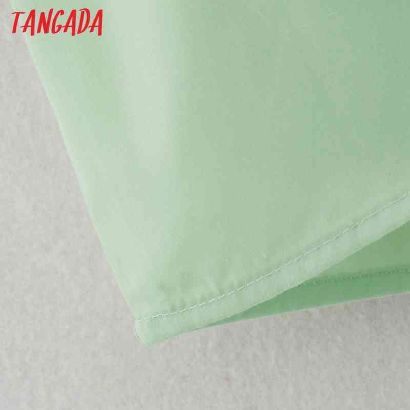 Fashion Women Solid Green A-line Arrival Long Sleeve Ladies V Neck Loose Mini Dress Vestidos CE137 210416
