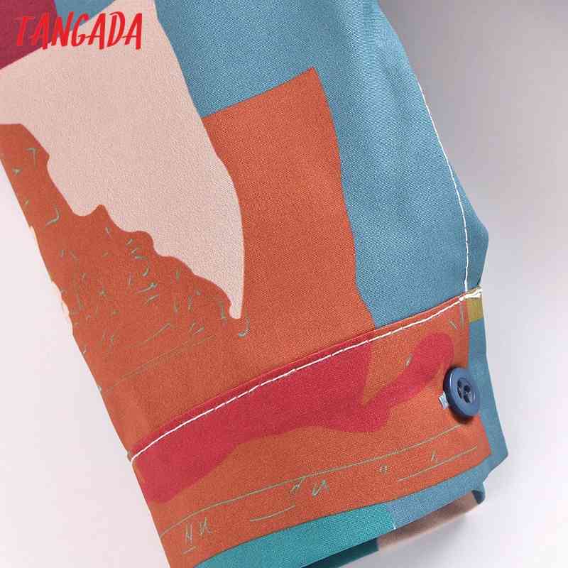 Women Vintage Print Chiffon Long Sleeve Chic Female Casual Loose Shirt 3A35 210416
