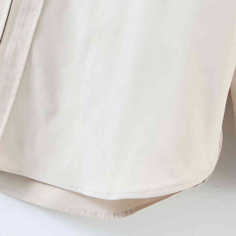 Spring And Autumn Women's Clothing Fashion Zipper Shirt Jacket Big Pockets Lapel Long Sleeves Back Elastic Waist 210521