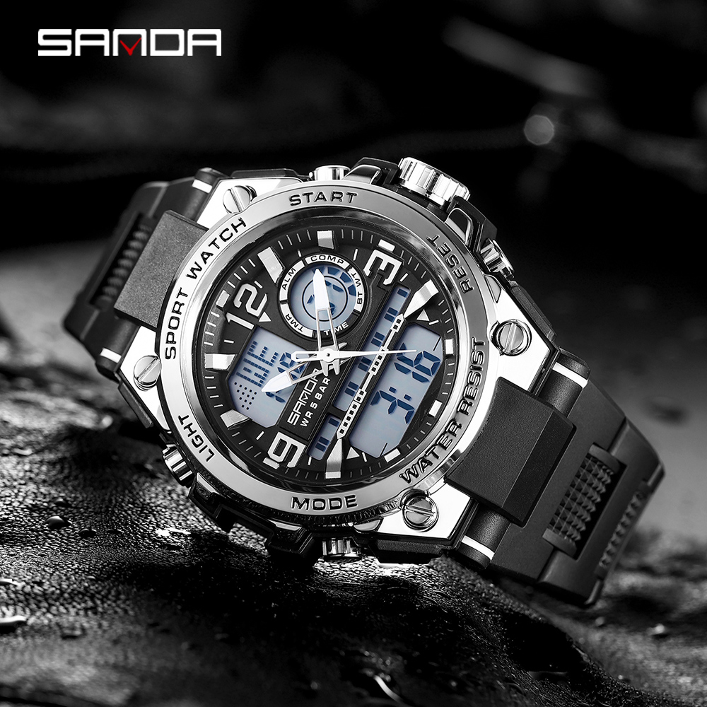 SANDA Brand New Military Watch Dual Display Men Sports Watches G Style LED Digital Military Waterproof Watches Relogio Masculinog, Gold
SANDA Brand New Military Watch Dual Display Men Sports Watches G Style LED Digital Military Waterproof Watches Relogio Masculinog, Gold