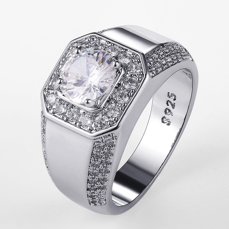 Luxury 925 Sterling Silver Men Crystal Zircon Stone Wedding Ring Brilliant Noble Engagement Engage Party Rings with Stamp
Luxury 925 Sterling Silver Men Crystal Zircon Stone Wedding Ring Brilliant Noble Engagement Engage Party Rings with Stamp