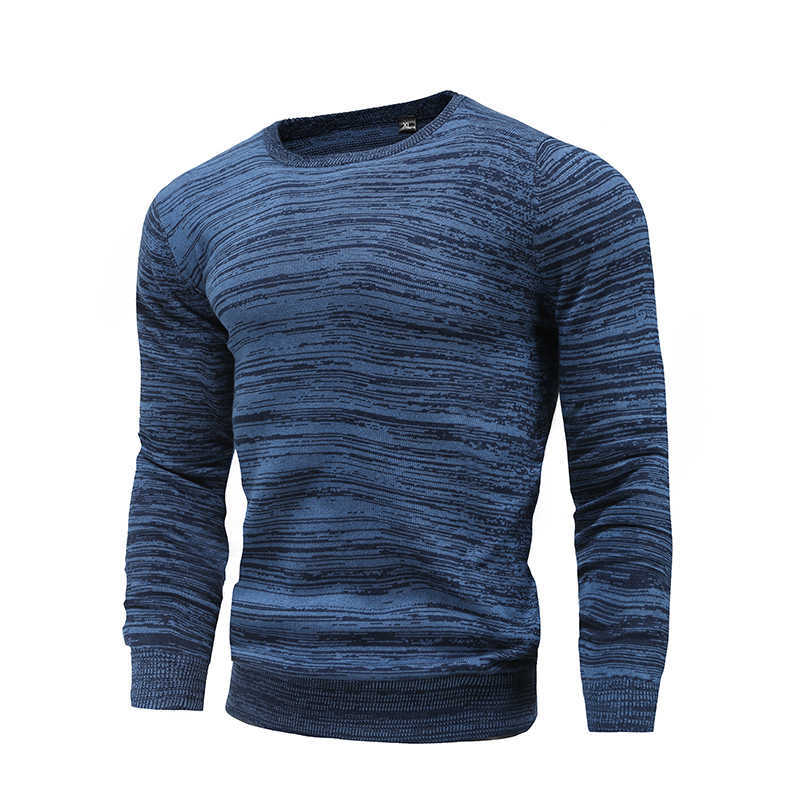 Cotton Pullover O-neck Men's Sweater Fashion Solid Color High Quality Winter Slim Sweaters Men Navy Knitwear 211008