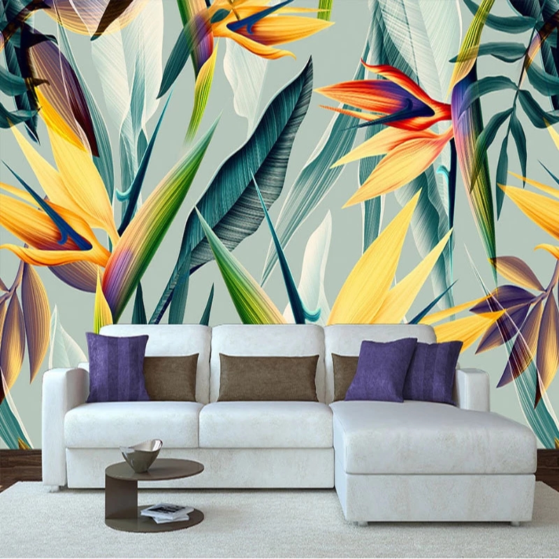 Southeast Asia Tropical Landscape 3D Stereo Pastoral Color Leaves Mural Bedroom Theme Hotel Restaurant Wallpaper