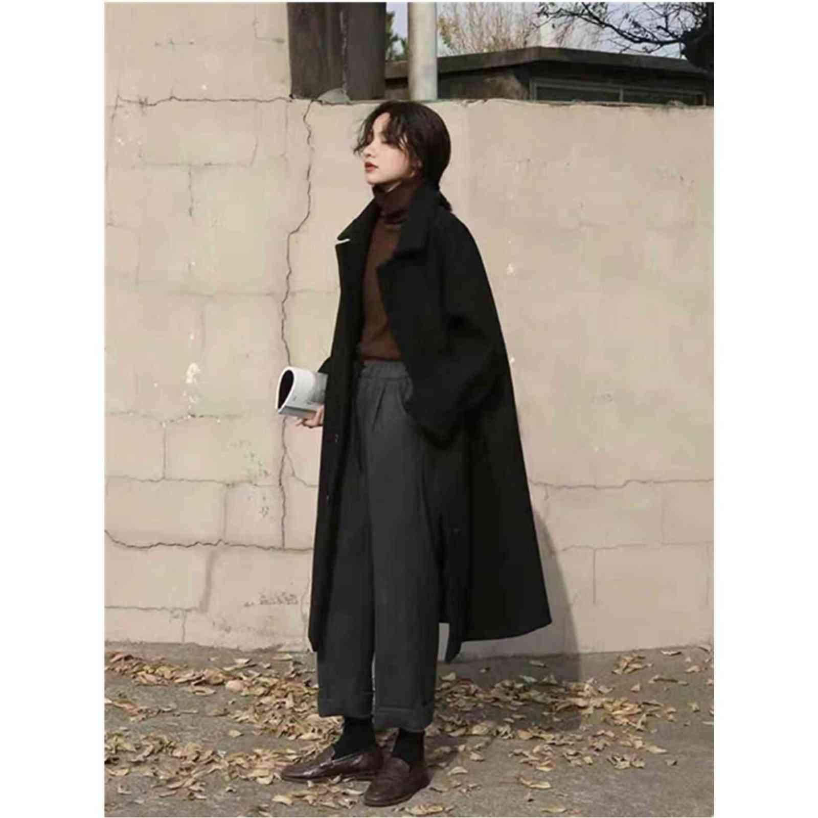 Women's Woolen Coat Korean Style Loose harajuku Ladies Autumn Cashmere Long women's Winter 211130