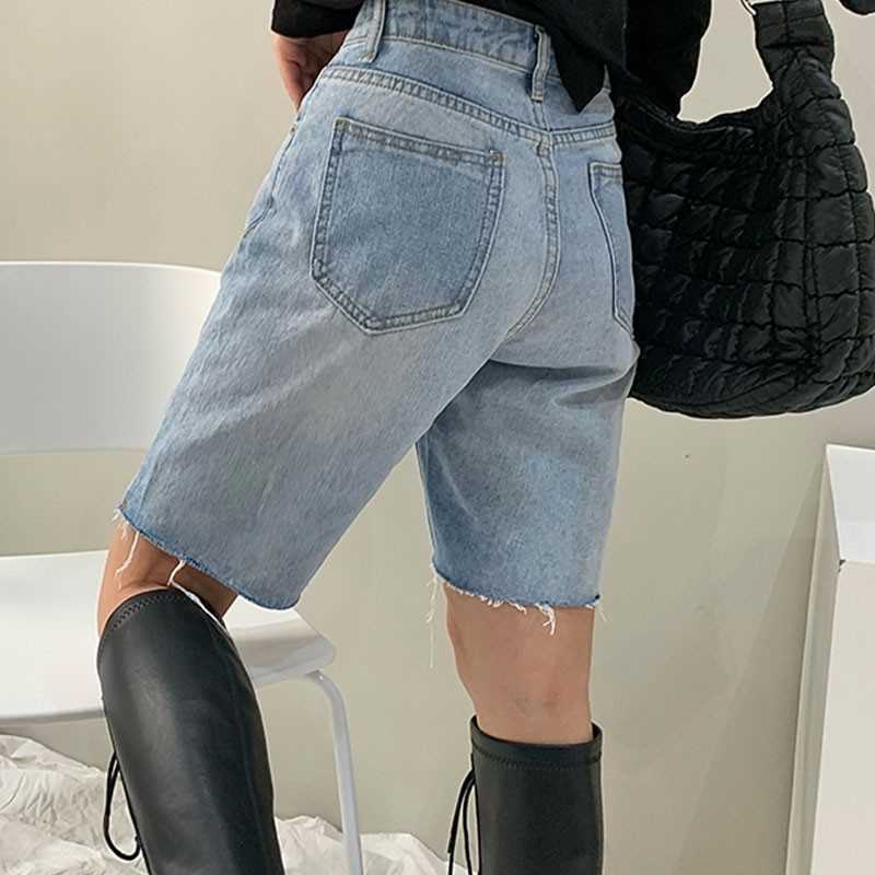 Genayooa Streetwear Denim Shorts Women Print Heart Chic High Waist Biker Jeans Feminino Summer Korean Style Ladies 210714