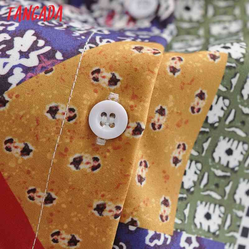Women Block Print Blouse Long Sleeve Chic Female Casual Lady Shirt Blusas Femininas 1F111 210416