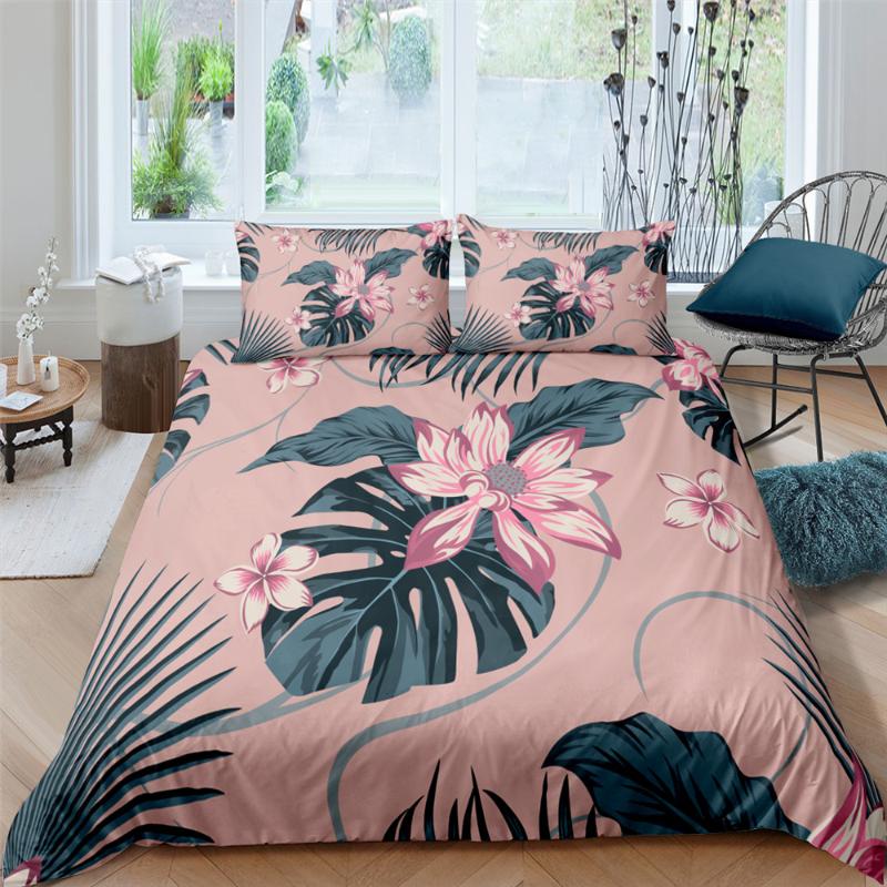 Leaf Floral Duvet Cover Single Full Queen King Double Size Bedding Set Plant Pillowcase Quilt Bed Covers Linen Sets