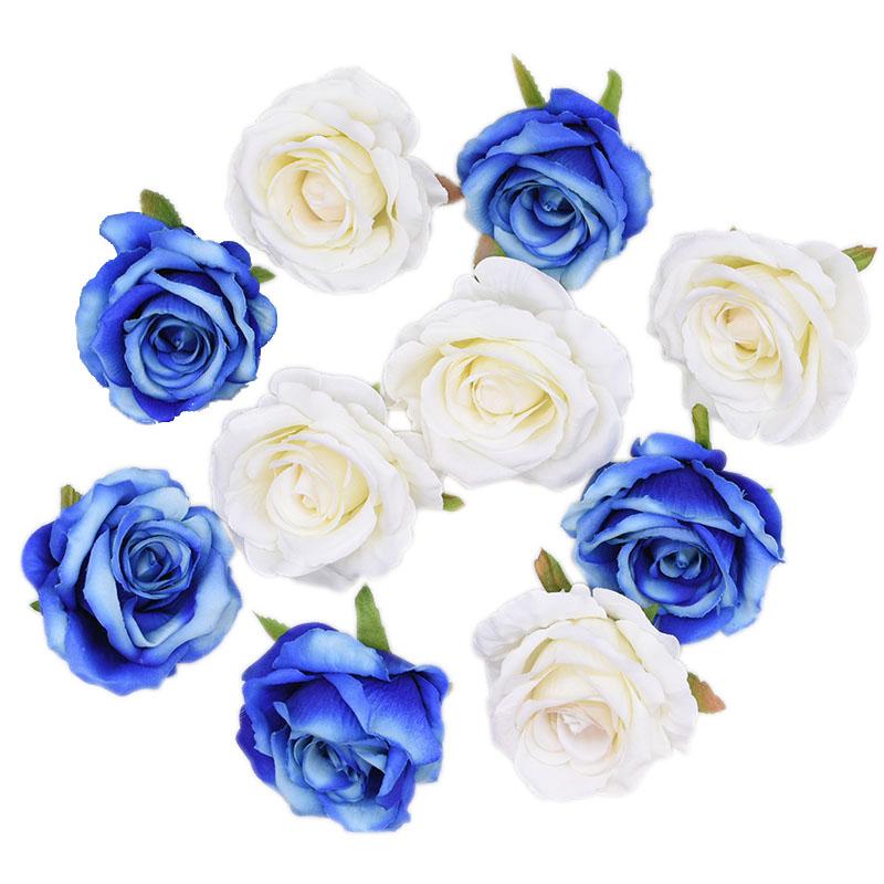 10cm Silk Rose Flower Head Artificial Flowers For Home Wedding Decoration Bridal Wreath Bouquet Accessories Floral Decor Decorative & Wreath