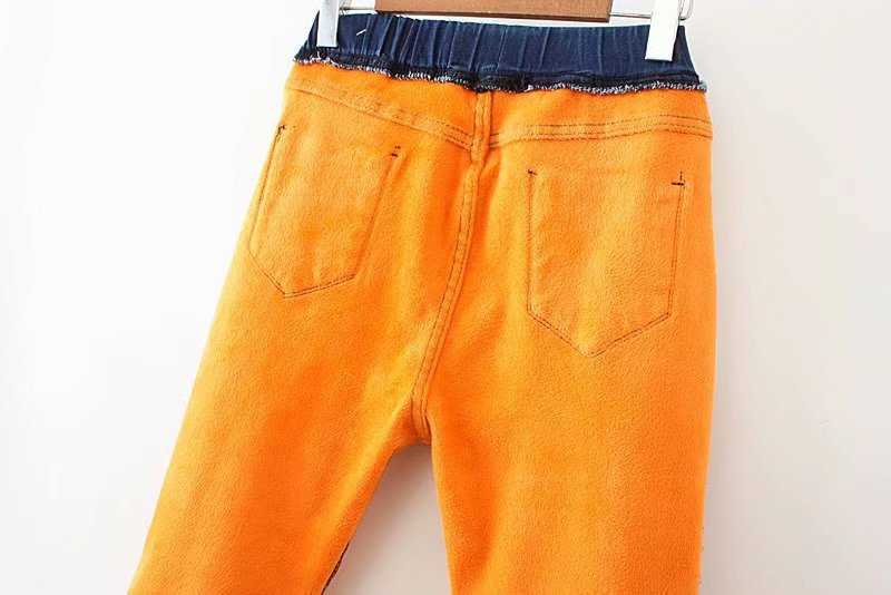 Women Winter Warm Jeans High Waist Elastic Belt Mom Plus Velvet Slim Skinny Pencil Pants Size 5XL 210922