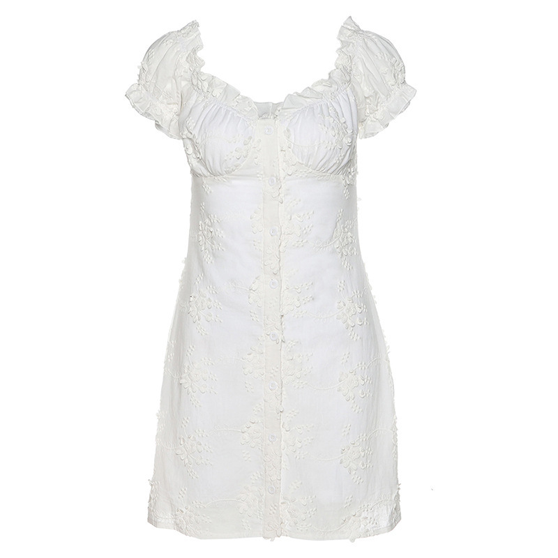 Paris Girl Elegant White Jacquard Dress Puff Short-Sleeved Fungus V-Neck Bag Hip Slim Party Wear Pencil es 210524
Paris Girl Elegant White Jacquard Dress Puff Short-Sleeved Fungus V-Neck Bag Hip Slim Party Wear Pencil es 210524