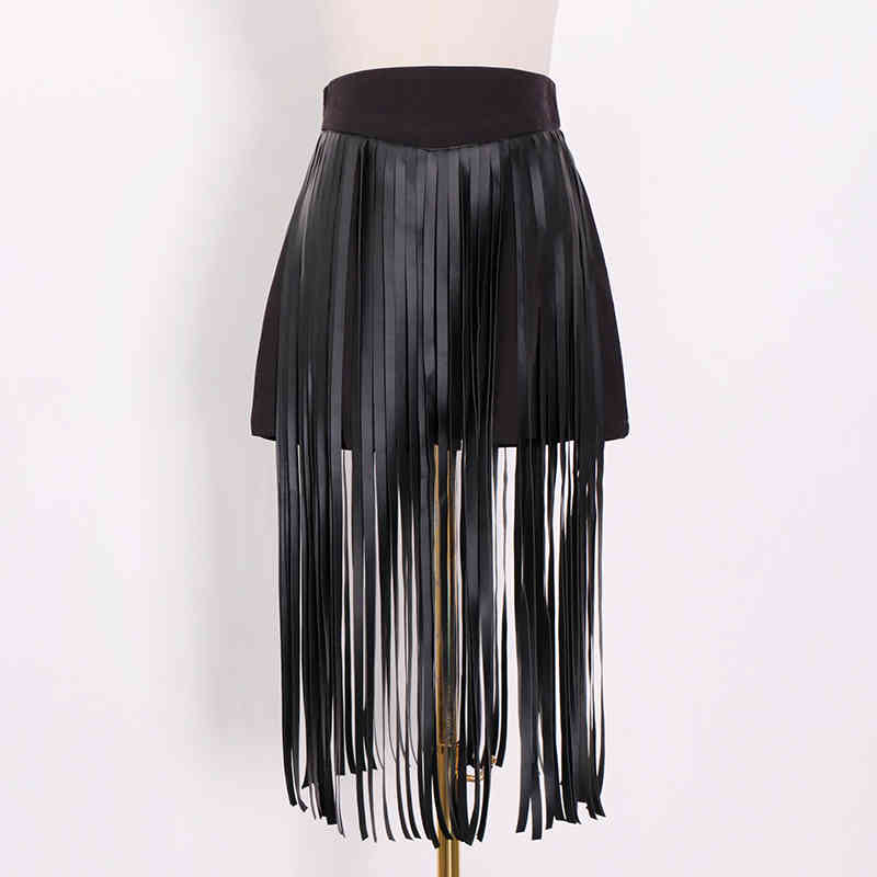 Patchwork Tassel Shirt For Women High Waist Solid Streetwear Shorts Female Summer Fashion Clothing 210521