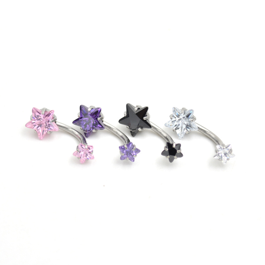 316L Stainless Steel Double Crystal Star Gold Belly Ring Piercing Jewelry Cubic Zircon Bell Button Rings
316L Stainless Steel Double Crystal Star Gold Belly Ring Piercing Jewelry Cubic Zircon Bell Button Rings