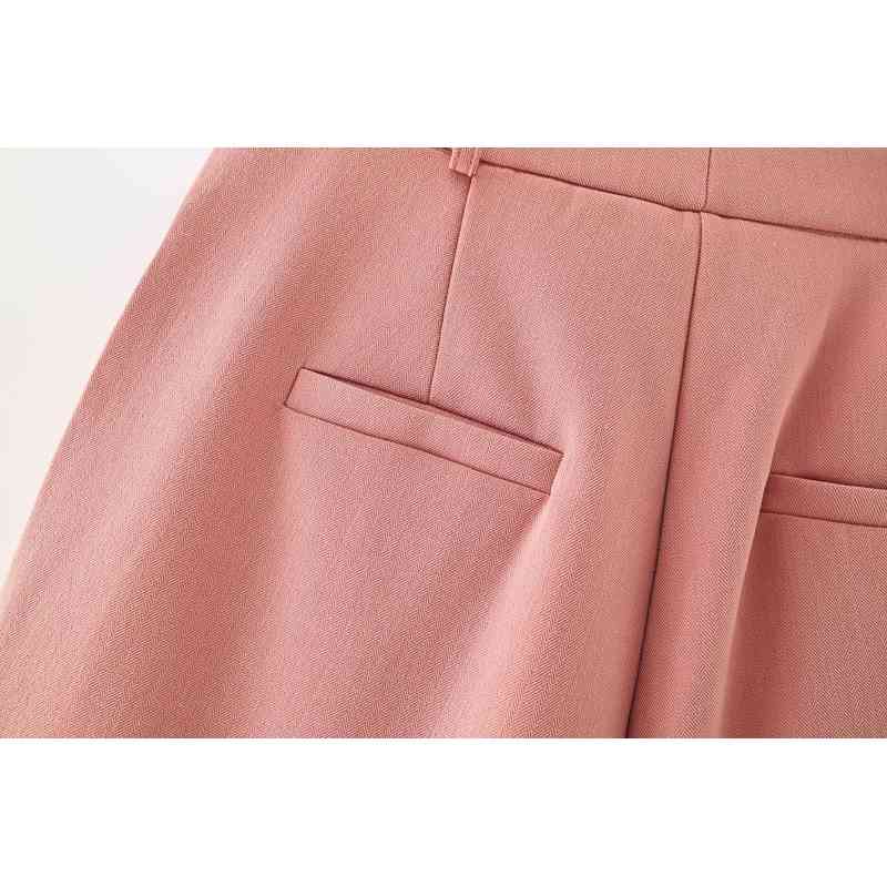 vintage women solid pink shorts summer fashion ladies causal polyester and cotton female casual girls 210527