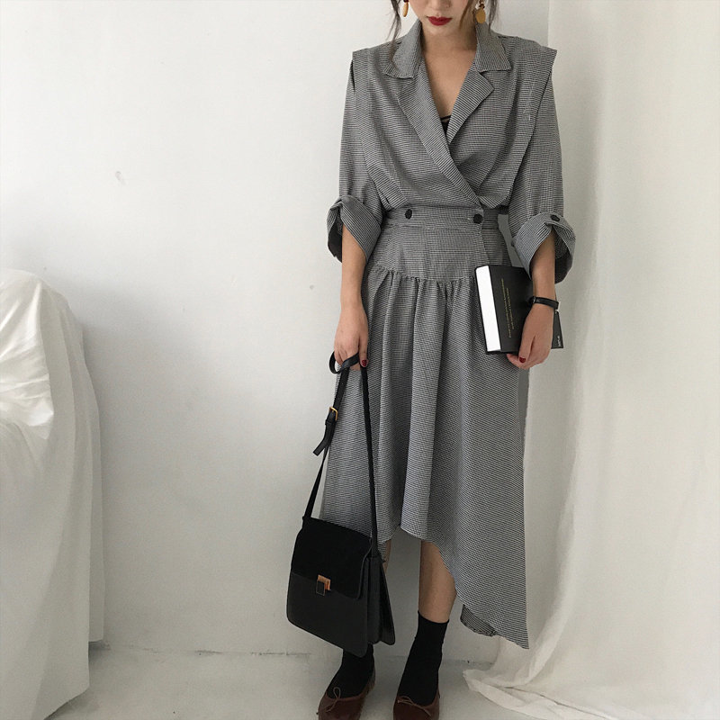 Overcoat Elegance Vintage Female Windbreaker Fashion Gentle Chic Waist-Controlled OL Loose Classic Plaid Trench Coat 210421