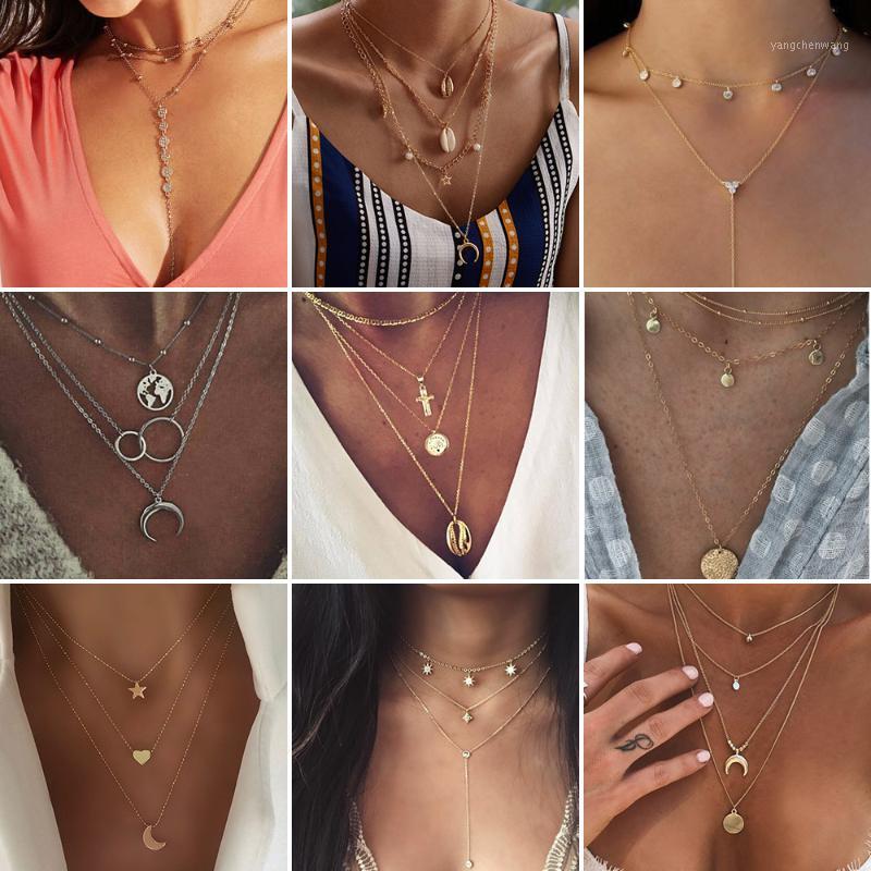 Chains Fashion Multilayer Necklaces & Pendant Vintage Star Moon Choker Necklace For Women Femme Party Jewelry Accessories Gift 2021
Chains Fashion Multilayer Necklaces & Pendant Vintage Star Moon Choker Necklace For Women Femme Party Jewelry Accessories Gift 2021