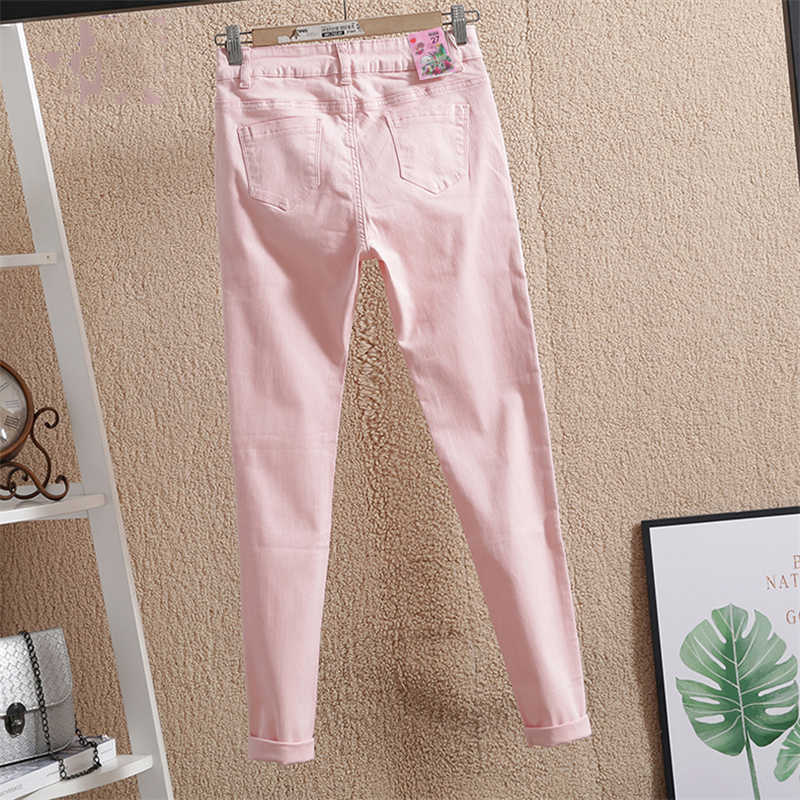 Women Pencil Jeans Pants Spring Candy Colored Mid Waist Zipper Slim Fit Skinny Full Length Female Trousers Fashion 2534 210922