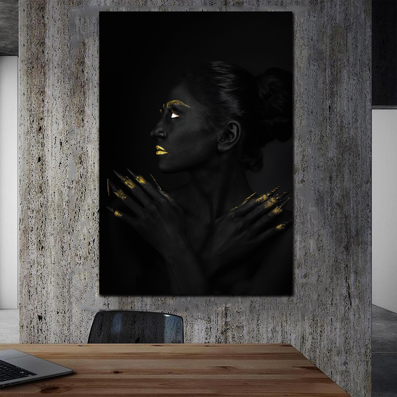 Black Gold Woman Poster Canvas Paintings Wall Art Pictures For Living Room Modern Home Decoration Posters And Prints No Frame