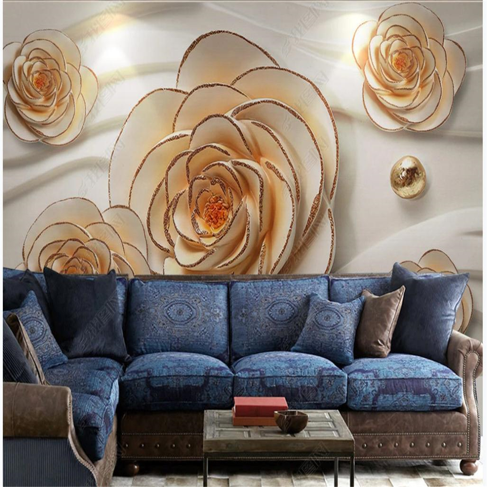 3d murals wallpaper three-dimensional flower wallpapers relief decorative painting living room background wall mural
