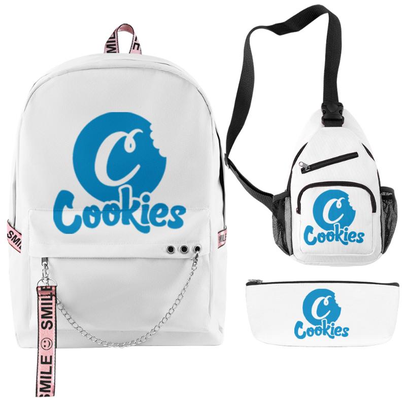 Cookies Oxford Waterproof Backpack Women Casual Outdoor Schoolbag Laptop Travel Sports Bicycle 3pcs/Set