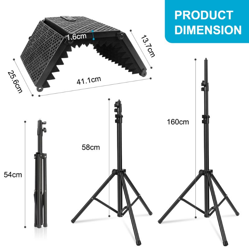 Microphones Microphone Isolation Shield 3 Panel With Stand Sound-proof Plate Acoustic Foams Foam For Studio Recording Bm800
