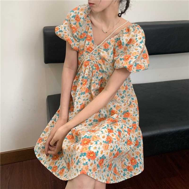 Kawaii Puff Sleeve Floral Dres Summer Casual Mini Party Korean Female Square Collar Boho Beach Vintage 210604, Floral dress
Kawaii Puff Sleeve Floral Dres Summer Casual Mini Party Korean Female Square Collar Boho Beach Vintage 210604, Floral dress