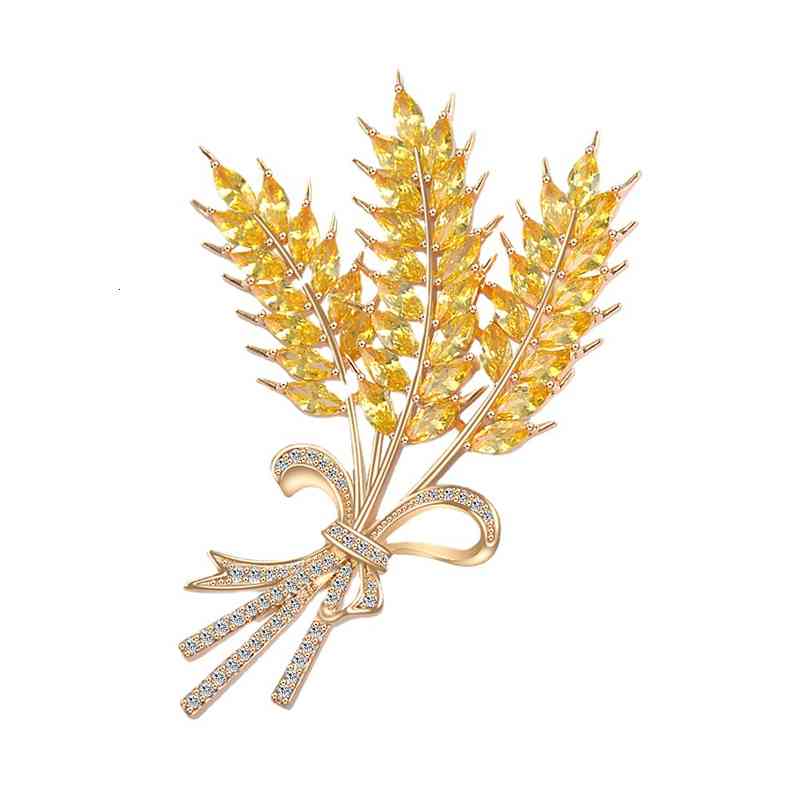 Korean Wheat Ear Brooch Women's Fashion Harvest Golden Barley Elegant Dress Cheongsam Accessories