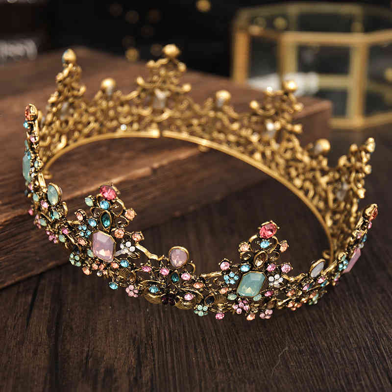 Wedding Hair Jewelry Accessories Color Full Circle Bride's Grand Crown Headdress Show Performance