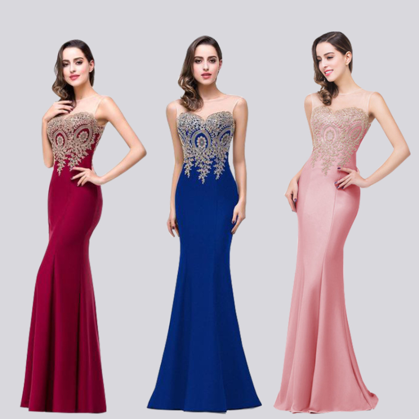 24H Ship Elegant Appliques Lace Royal Blue Bridesmaid Dresses Cheap Wedding Party Dress De Soiree Robe Demoiselle Dhonneur Cps262