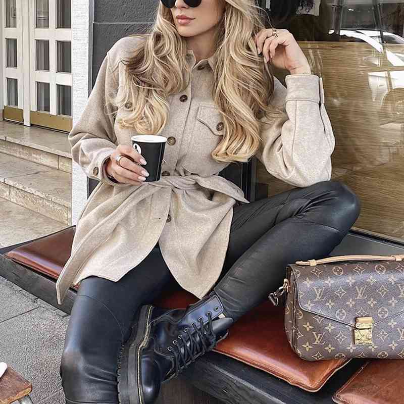 Vintage Women Oversize Woolen Camel Jackets Spring-Autumn Fashion Ladies Soft Long Coats Elegant Girls Chic Outerwear 210430
