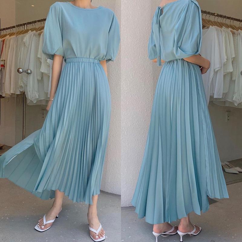Casual Dresses Women Korean Chic Fresh Sweet Blue O Neck Puff Sleeve Pleated Dress Lace Up Short Vestido De Mujer Fashion Retro, Black;gray
Casual Dresses Women Korean Chic Fresh Sweet Blue O Neck Puff Sleeve Pleated Dress Lace Up Short Vestido De Mujer Fashion Retro, Black;gray