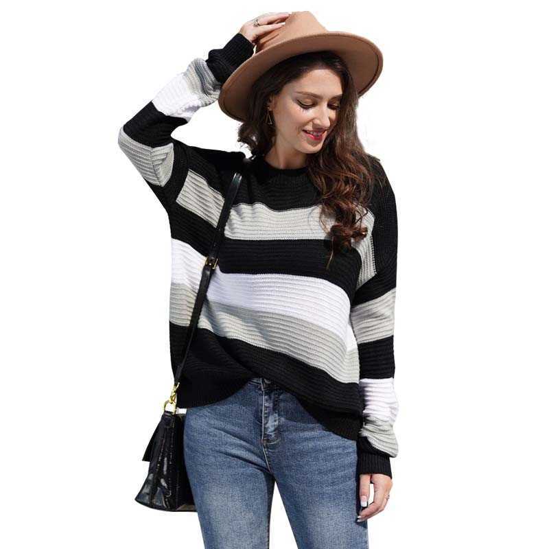 Vintage Striped Sweater For Women Autumn Warm Long Sleeve O-neck Patchwork Color Ladies Casual Knitted Pullover Tops 210608, Gray
Vintage Striped Sweater For Women Autumn Warm Long Sleeve O-neck Patchwork Color Ladies Casual Knitted Pullover Tops 210608, Gray