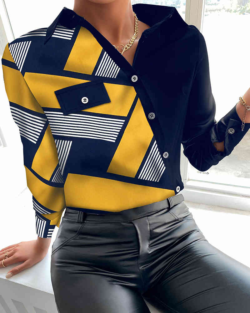 Spring Autumn Women's Printed Shirt New Femme Fashion Buttoned Up Casual Long Sleeve Blouse Office Ladies Elegant Outfits 210415