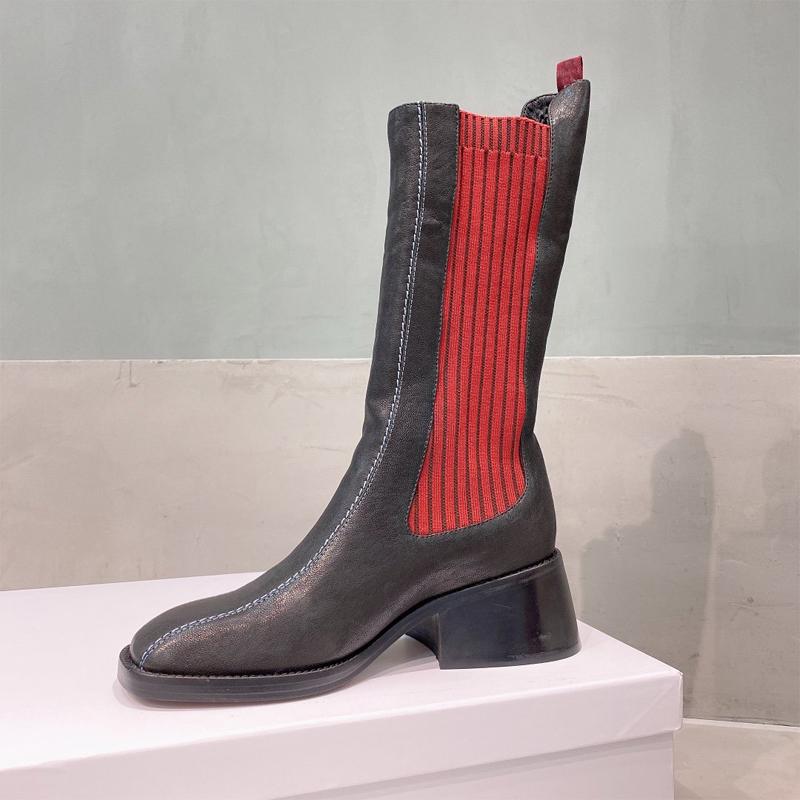 Boots Autumn Winter Products Crocodile Cowhide Embossed High Heel Mid-calf Square Toe Color Matching Women's Short, Black
Boots Autumn Winter Products Crocodile Cowhide Embossed High Heel Mid-calf Square Toe Color Matching Women's Short, Black