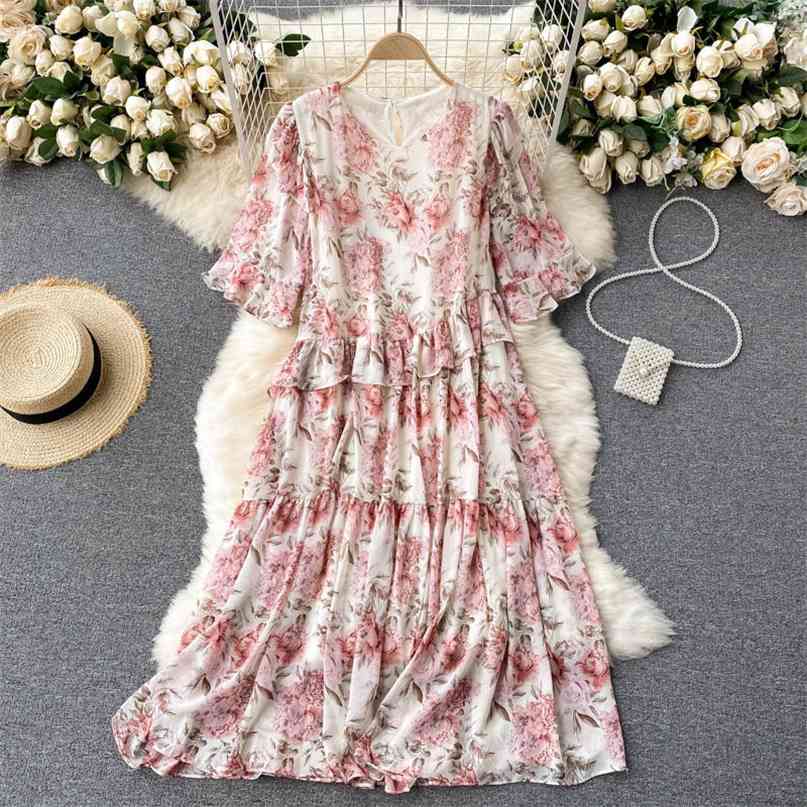 Women Floral Print Half Sleeve Summer Dress Casual O-neck Ruffles Chiffon es Boho Style Loose Vintage Party Beach 210603, Pink
Women Floral Print Half Sleeve Summer Dress Casual O-neck Ruffles Chiffon es Boho Style Loose Vintage Party Beach 210603, Pink