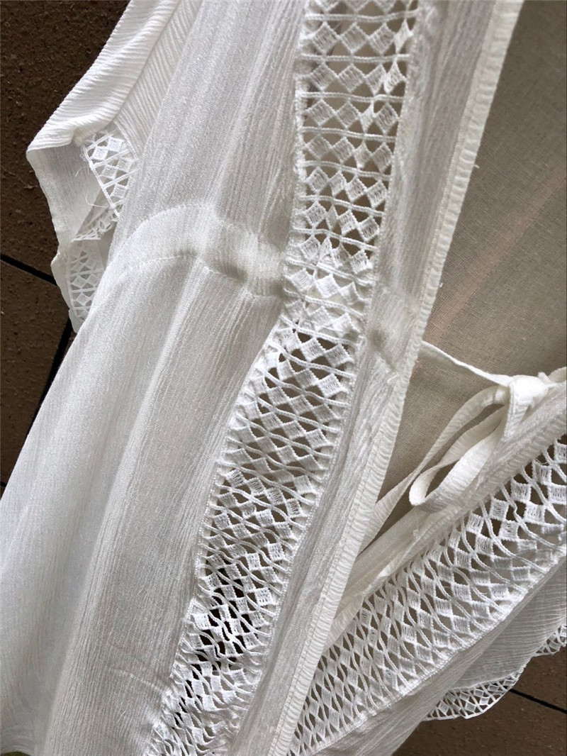 Cotton Tunics for Beach Women Swimsuit Cover up Woman Swimwear wear Pareo Dress Saida de Praia #Q497 210420