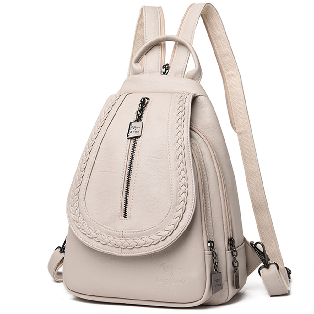 Women Leather Backpacks Zipper Female Chest Bag Sac a Dos Travel Back Pack Ladies Bagpack Mochilas School Bags For Teenage Girls, Beige
Women Leather Backpacks Zipper Female Chest Bag Sac a Dos Travel Back Pack Ladies Bagpack Mochilas School Bags For Teenage Girls, Beige