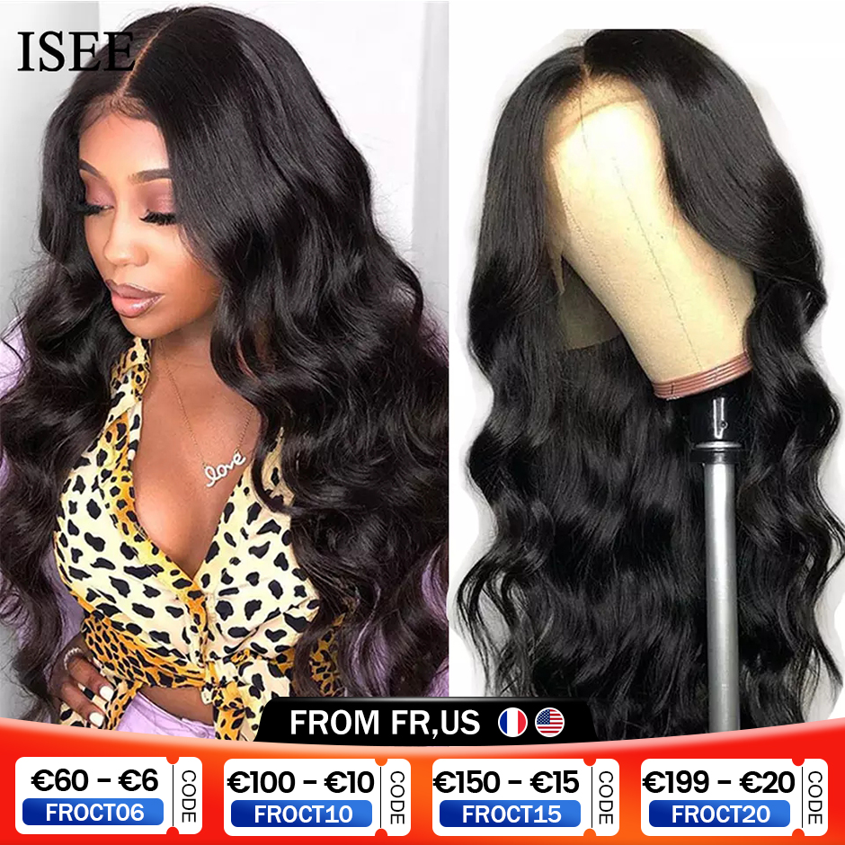 ISEE HAIR Peruvian Front Wig 4X4 Body Wave Closure For Women Human Hair 13X4 Lace Frontal Wigs