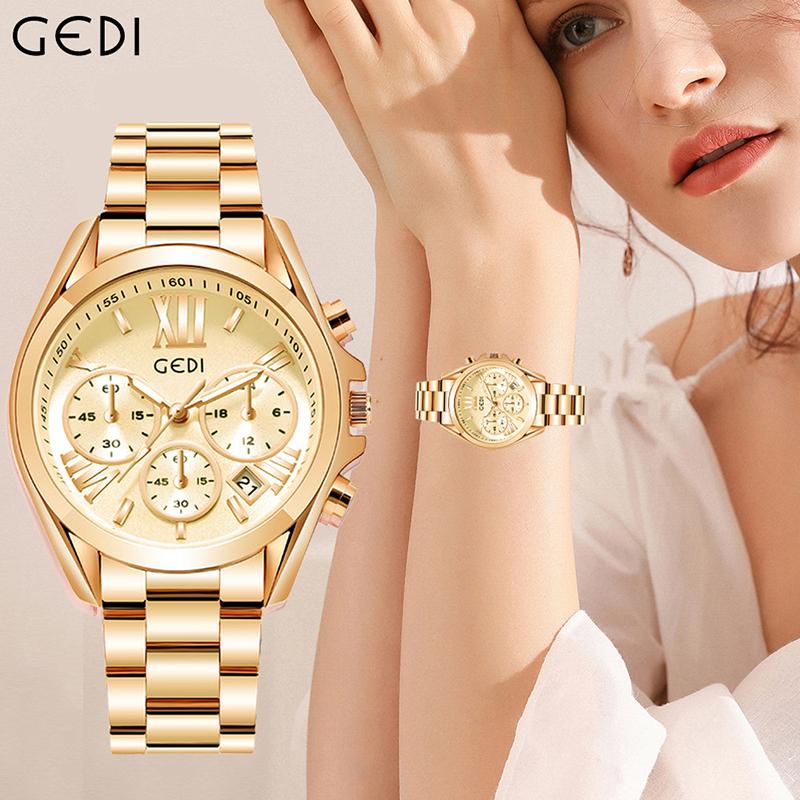 Wristwatches GEDI Women Casual Fashion Dress Watch Stainless Steel Ladies Wristwatch Quartz Gold Clock With Date, Silver
Wristwatches GEDI Women Casual Fashion Dress Watch Stainless Steel Ladies Wristwatch Quartz Gold Clock With Date, Silver