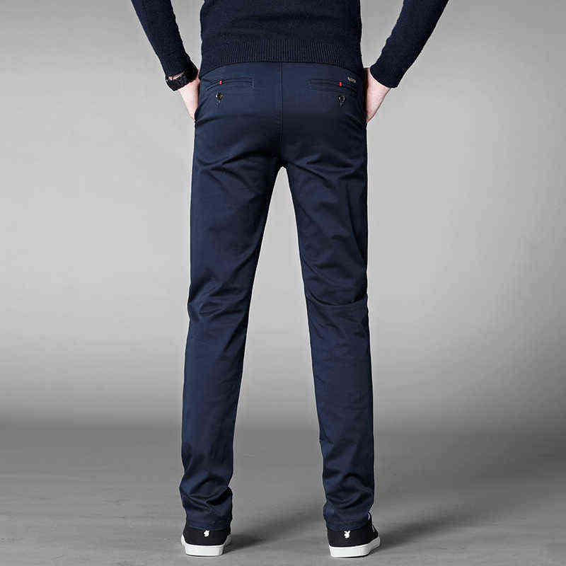 4 Colors Casual Pants Men Classic Style Business Elastic Cotton Slim Fit Trousers Male Gray Khaki Plus Size 42 44 211112