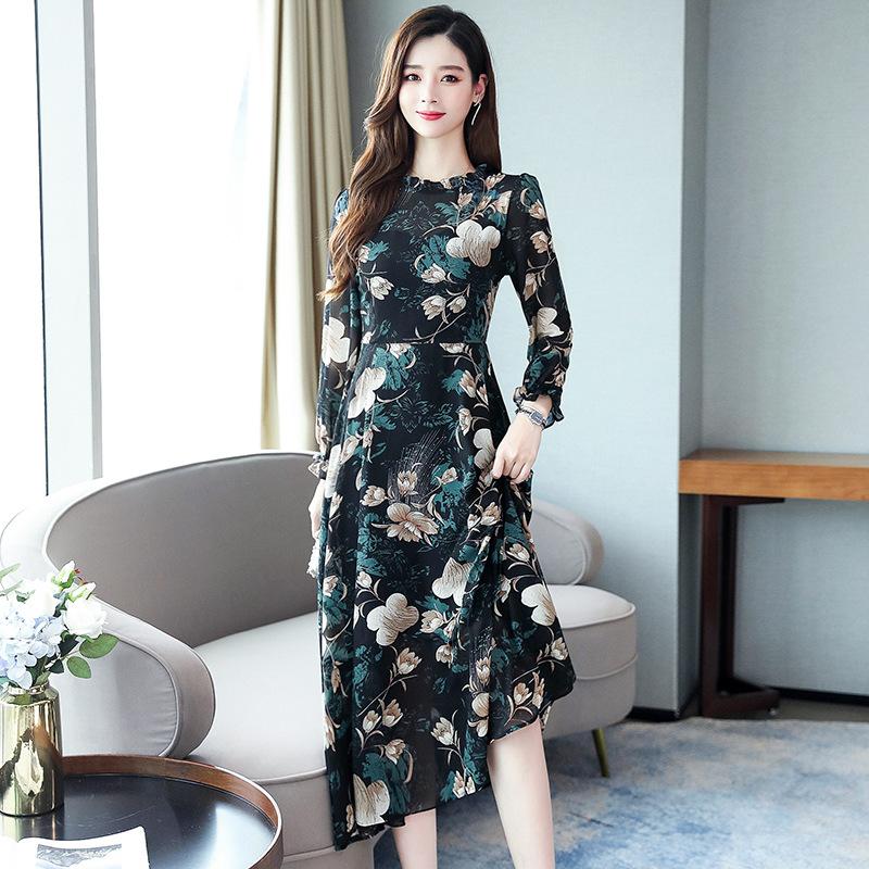 Casual Dresses 2021 Early Autumn Thin Chiffon Dress Women Long Sleeves Elegant Temperament Print, Black
Casual Dresses 2021 Early Autumn Thin Chiffon Dress Women Long Sleeves Elegant Temperament Print, Black
