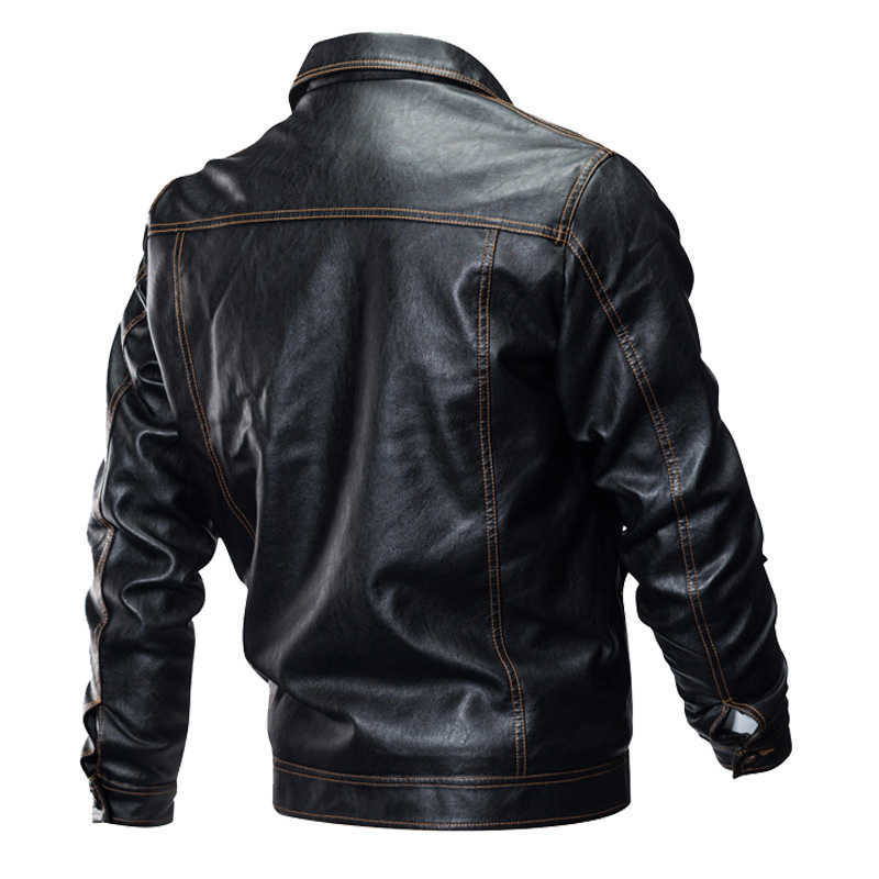 Men's Winter Fleece PU Jacket Leather Coat Autumn Slim Fit Faux Leather Motorcycle Jackets Male Fashion Outwear Plus Size L-6XL 211018