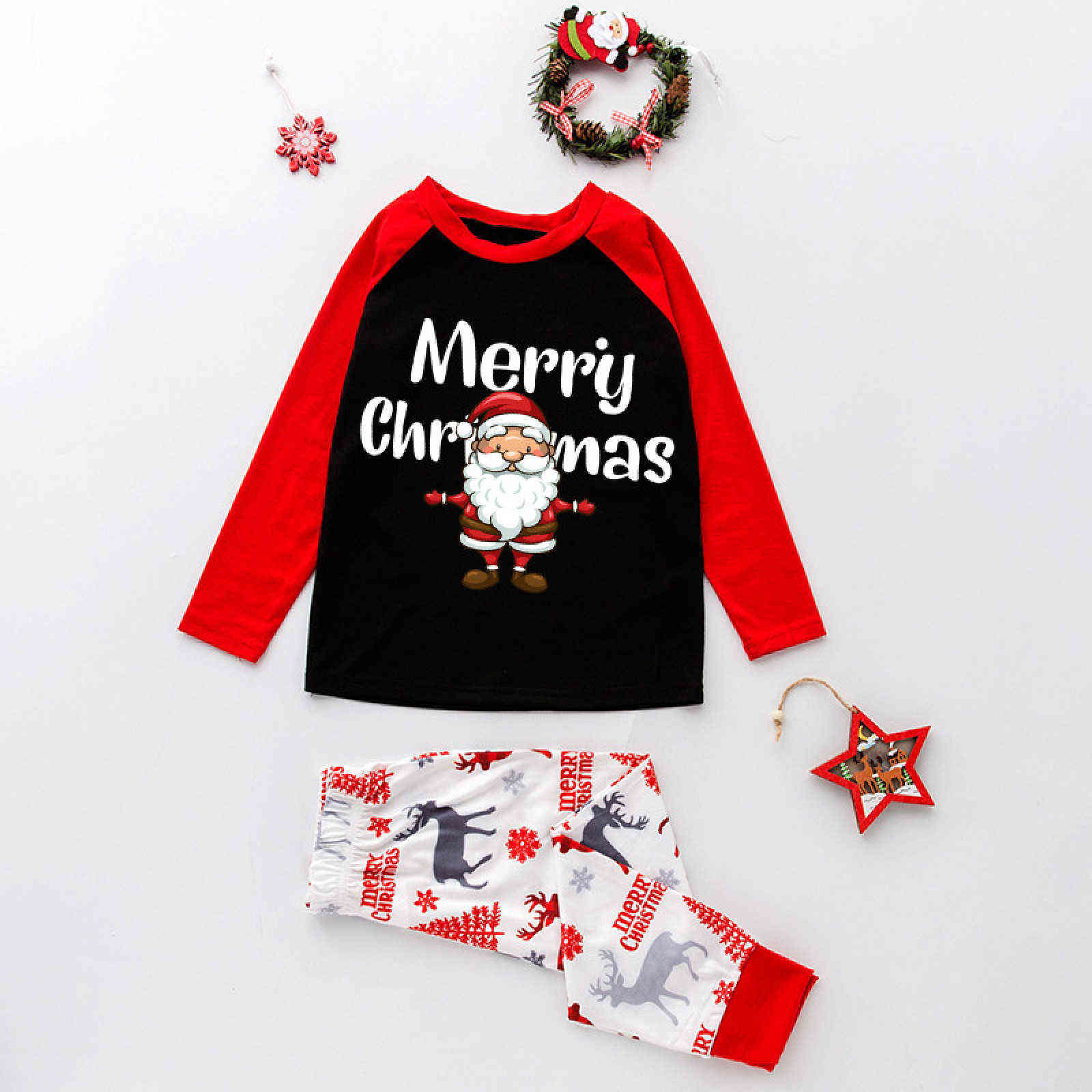 Christmas Family Matching Pajamas Set Xmas Santa Stitching Adult Kid Pyjamas Clothing Baby Jumpsuit Clothes 211102