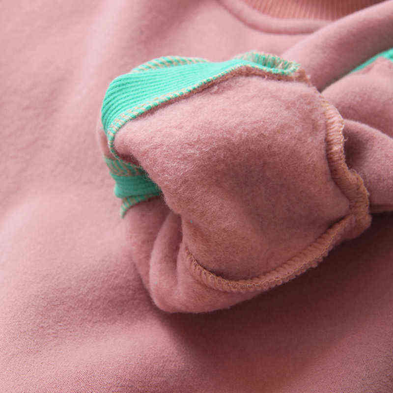 Autumn Winter Warm 2-9 10 Years Gift Long Sleeve Plus Velvet Thickening Kids Baby Girls Christmas Loose Stripe Sweatshirt 211029
