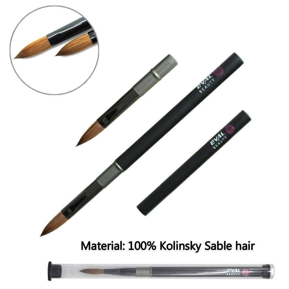 Eval Professional Black Acrylic Nail Brush Kolinsky Sable Hair Powder Round Paint Art Supplies 210630